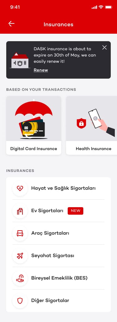 Akbank Mobile - Insurances Domain